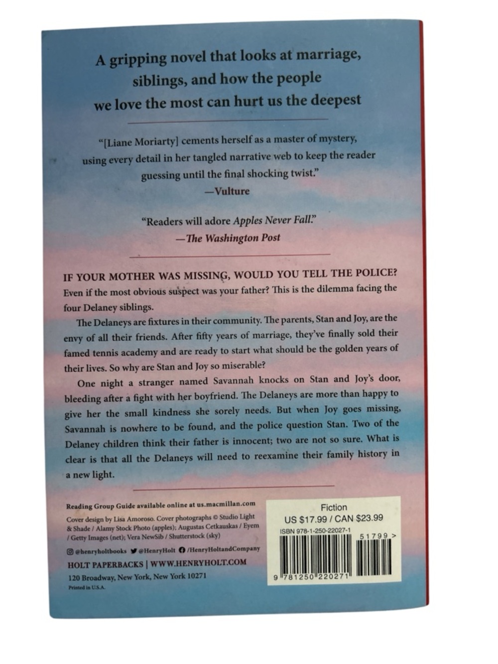 Contemporary Fiction- Liane Moriarty "Apples Never Fall" Paperback - Picture 2 of 2